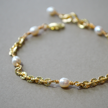 Load image into Gallery viewer, COLLETTE | ORIGINAL | 16K GOLD-FILLED SUNBURST & FRESHWATER PEARL BRACELET