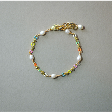 Load image into Gallery viewer, COLLETTE | RAINBOW | 14K GOLD-FILLED, ENAMEL & FRESHWATER PEARL BRACELET