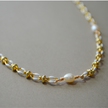 Load image into Gallery viewer, COLLETTE | WHITE | 14K GOLD-FILLED ENAMEL &amp;  FRESHWATER PEARL NECKLACE
