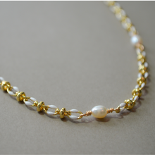 Load image into Gallery viewer, COLLETTE | WHITE | 14K GOLD-FILLED ENAMEL & FRESHWATER PEARL NECKLACE