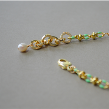 Load image into Gallery viewer, COLLETTE | MINT | 14K GOLD-FILLED ENAMEL & FRESHWATER PEARL NECKLACE