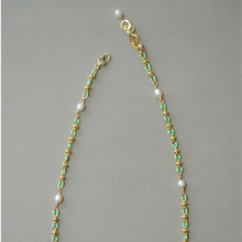 Load image into Gallery viewer, COLLETTE | MINT | 14K GOLD-FILLED ENAMEL & FRESHWATER PEARL NECKLACE