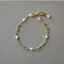 Load image into Gallery viewer, COLLETTE | MINT | 14K GOLD-FILLED, ENAMEL & FRESHWATER PEARL BRACELET