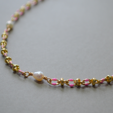 Load image into Gallery viewer, COLLETTE | PINK | 14K GOLD-FILLED ENAMEL &amp;  FRESHWATER PEARL NECKLACE
