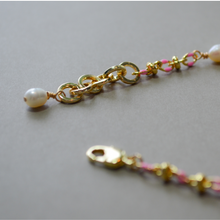 Load image into Gallery viewer, COLLETTE | PINK | 14K GOLD-FILLED ENAMEL & FRESHWATER PEARL NECKLACE