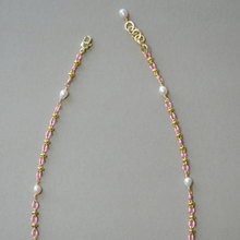 Load image into Gallery viewer, COLLETTE | PINK | 14K GOLD-FILLED ENAMEL & FRESHWATER PEARL NECKLACE