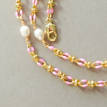 Load image into Gallery viewer, COLLETTE | PINK | 14K GOLD-FILLED ENAMEL &amp;  FRESHWATER PEARL NECKLACE
