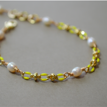 Load image into Gallery viewer, COLLETTE | YELLOW | 14K GOLD-FILLED, ENAMEL & FRESHWATER PEARL BRACELET