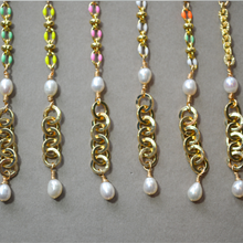 Load image into Gallery viewer, COLLETTE | MINT | 14K GOLD-FILLED ENAMEL &amp;  FRESHWATER PEARL NECKLACE
