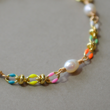 Load image into Gallery viewer, COLLETTE | RAINBOW | 14K GOLD-FILLED, ENAMEL &amp;  FRESHWATER PEARL BRACELET
